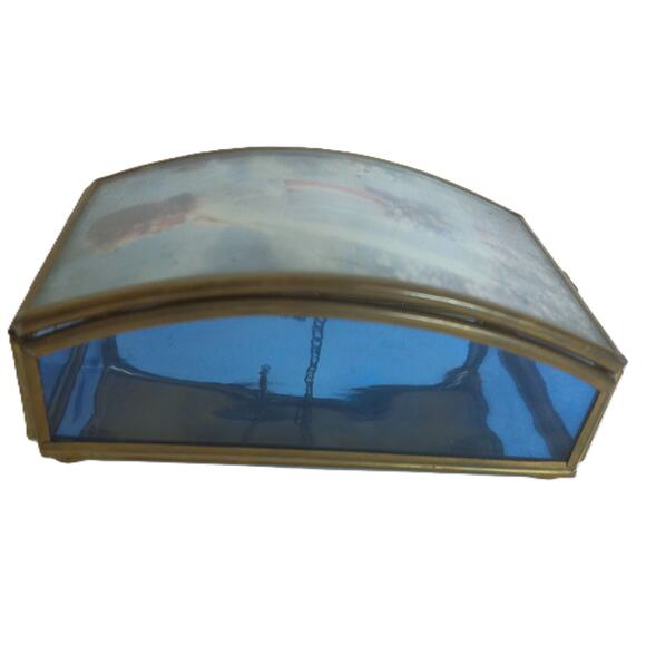 Vintage Via Vermont Etched Glass Trinket Box Girl In Meadow By A Piepperbott - Picture 3 of 8